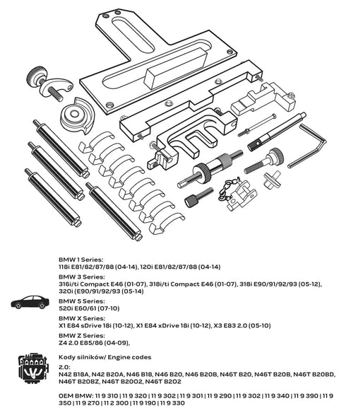 NEO TOOLS 11-313 Vezérműtengely blokkoló készlet, BMW benzinmotorokhoz