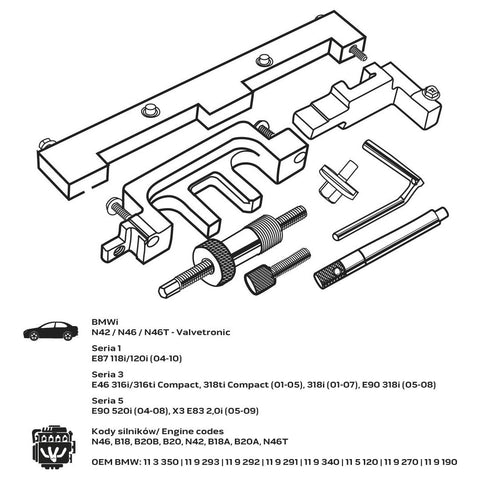 NEO TOOLS 11-314 Vezérműtengely blokkoló készlet, BMW benzinmotorokhoz (Valvetronic)