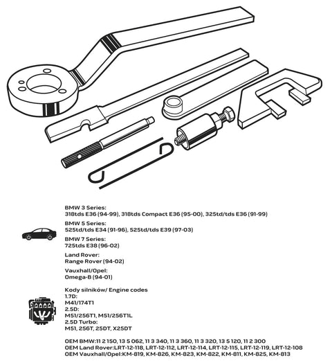NEO TOOLS 11-317 Vezérműtengely blokkoló készlet, BMW, Land Rover, Opel dízelmotorokhoz