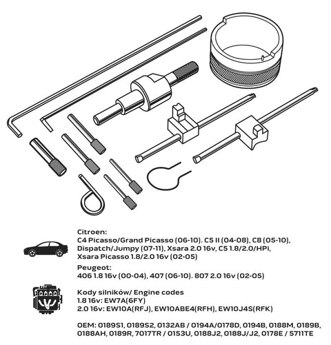 NEO TOOLS 11-321 Vezérműtengely blokkoló készlet, PSA dízel és benzinmotorokhoz