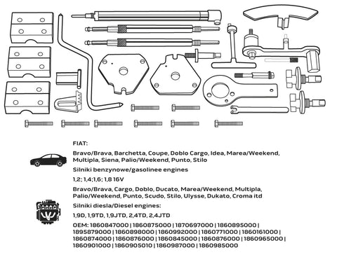 NEO TOOLS 11-326 Vezérműtengely blokkoló készlet, Fiat benzin és dízelmotorok