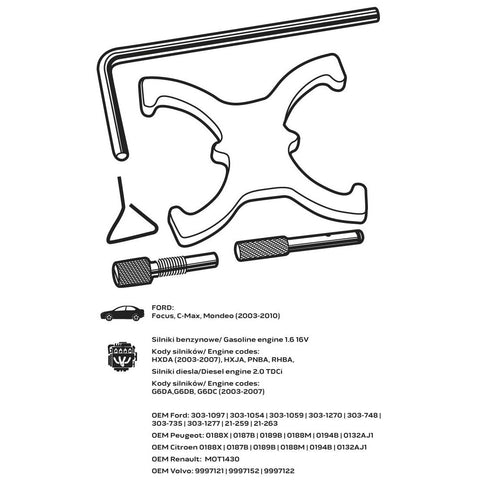 NEO TOOLS 11-335 Vezérműtengely blokkoló készlet, Ford Focus benzin és dízelmotorok