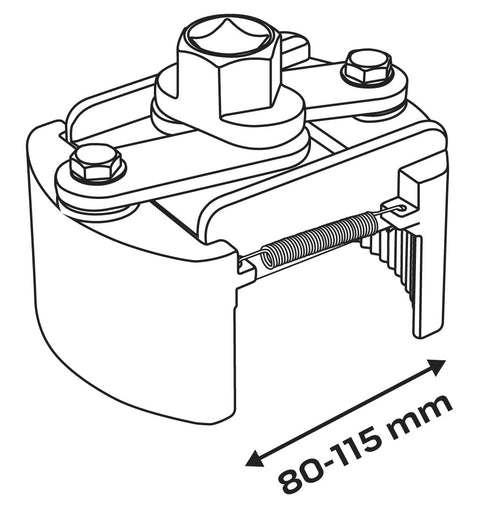 NEO TOOLS 11-380 Olajszűrő kulcs, önbeálló 80-115mm, 1/2" kulcsnyílással