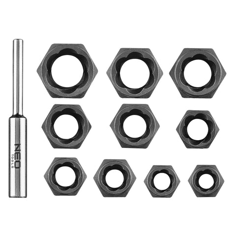 NEO TOOLS 11-922 Dugókulcskészlet SÉRÜLT FEJŰ csavarokhoz, 3/8", 11db