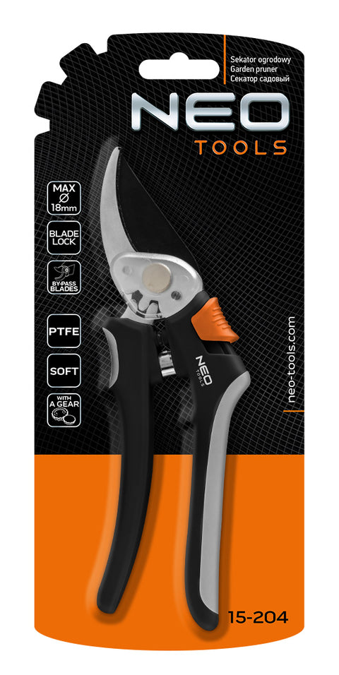 NEO TOOLS 15-204 Metszőolló, mellévágó, áttételes, max.18mm, teflon bevonat, 200mm