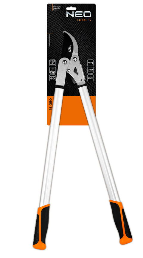 NEO TOOLS 15-250 Ágvágó, mellévágó, áttételes, 710mm, vágókap.: 45mm, alumínium nyél, teflon bevonat, 30% plusz erőátvitel