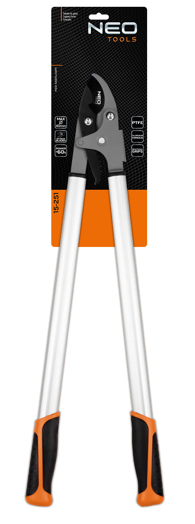 NEO TOOLS 15-251 Ágvágó, mellévágó, áttételes, 765mm, vágókap.: 40mm, alumínium nyél, teflon bevonat, 60% plusz erőátvitel