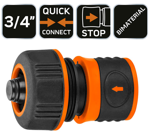 NEO TOOLS 15-723 Tömlő gyorscsatlakozó 3/4", vízstoppos, kétkomponensű