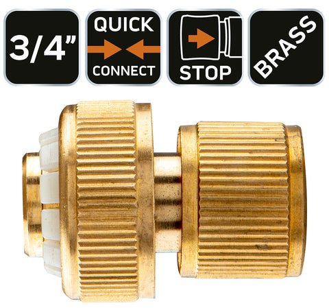 NEO TOOLS 15-733 Tömlő gyorscsatlakozó 3/4", vízstoppos, réz
