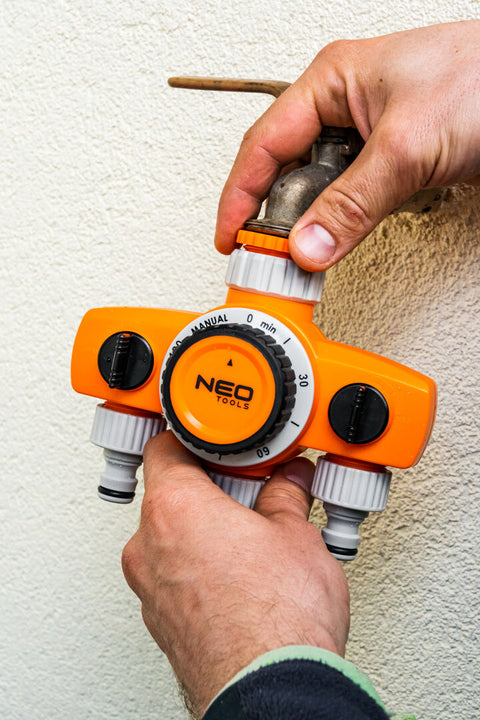 NEO TOOLS 15-750 Mechanikus öntözőidőzítő óra, 3 utas, max.120perc