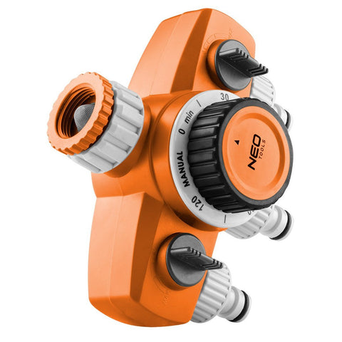 NEO TOOLS 15-750 Mechanikus öntözőidőzítő óra, 3 utas, max.120perc