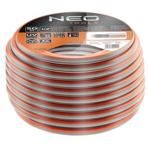 NEO TOOLS 15-822 Locsolótömlő 1/2"x50 m, 4 rétegű OPTIMA