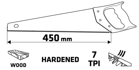 VERTO 15G102 Kézifűrész 450mm, teflon bevonat, védőtokkal