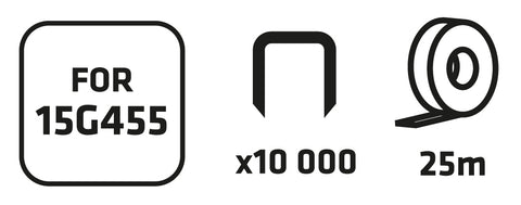 VERTO 15G456 Növénykötöző szalag + kapocs készlet 25m szalag + 10000 kapocs, 15G455-höz