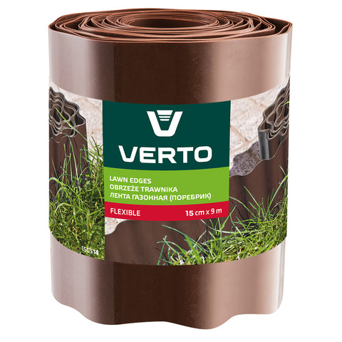 VERTO 15G514 Ágyásszegély 15cm, 9m, barna