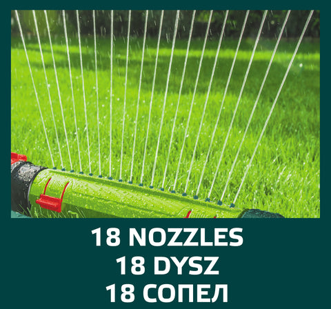 VERTO 15G772 Négyszögesőztető, billenő, öntöző, 15x19m - 285 m2, 18 fúvóka