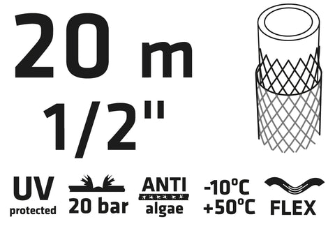 VERTO 15G800 Locsolótömlő 20 m, 1/2", ECONOMIC, zöld