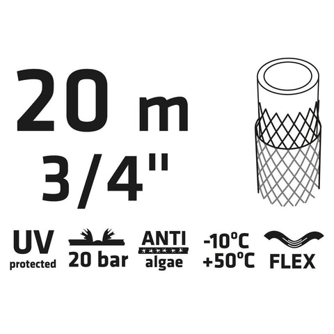 VERTO 15G803 Locsolótömlő 20 m, 3/4", ECONOMIC, zöld