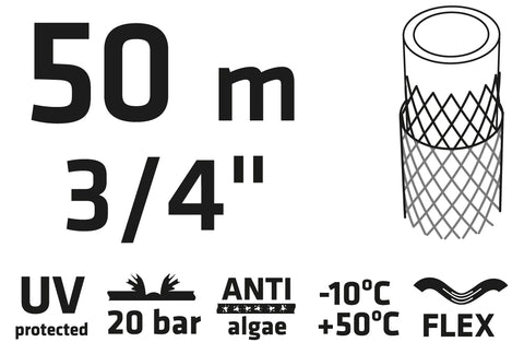 VERTO 15G805 Locsolótömlő 50 m, 3/4", ECONOMIC, zöld