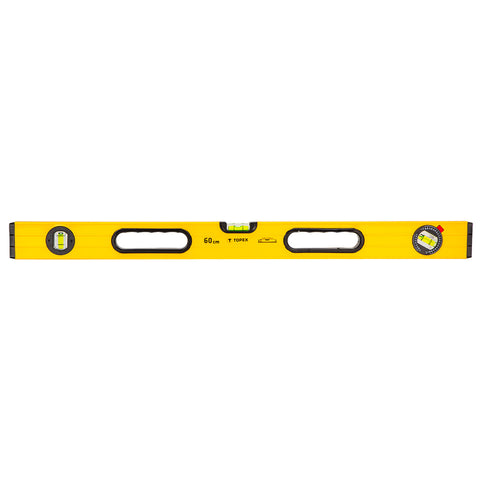 TOPEX 29C602 Vízmérték, 60cm, 3 libella, 2 markolat, aluminium, ±0,5mm/m