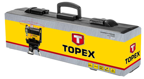 TOPEX 29C908 Lézeres szintező, 360fokos, rotációs, 30m, állvánnyal, szemüveggel, kofferben