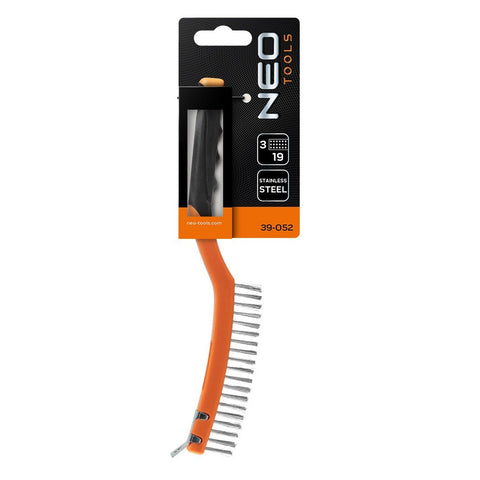 NEO TOOLS 39-052 Drótkefe, rozsdamentes, 3x19 sor, kaparóval