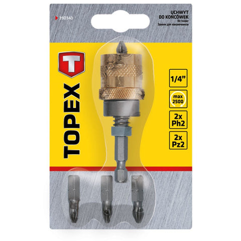 TOPEX 39D340 Behajtófej 1/4" gipszkatonhoz, bitekkel