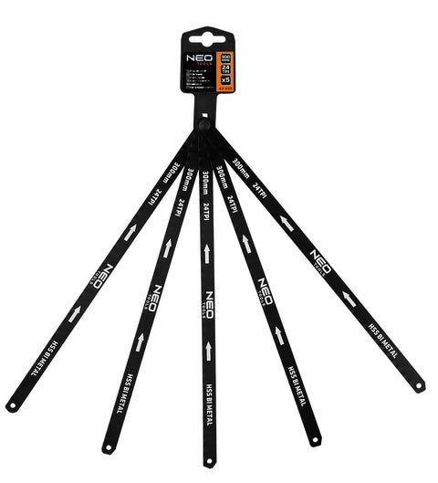 NEO TOOLS 43-355 FÉMFŰRÉSZLAP készlet 300x12, 5mm, 5db, HSS Bimetal