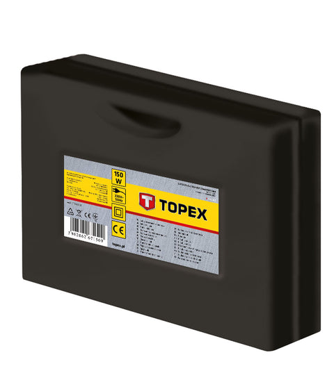 TOPEX 44E005 FORRASZTÓPISZTOLY 150W, kiegészítőkkel, 3db pákacsúcs, forrasztókrém, forrasztóón, kofferben