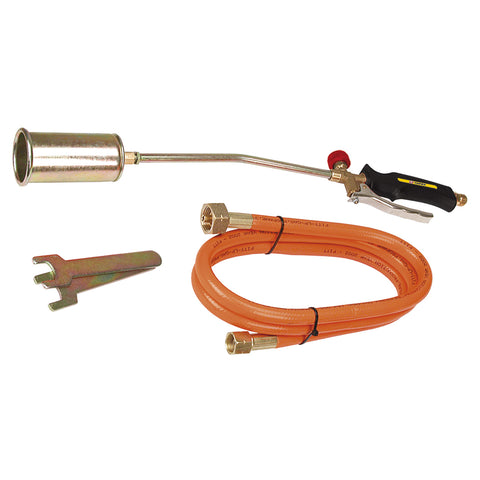 TOPEX 44E120 Gázforrasztó, perzselő, gázégő készlet PROFI, 50mm, szár: 50cm, Tömlő: 1,5m.