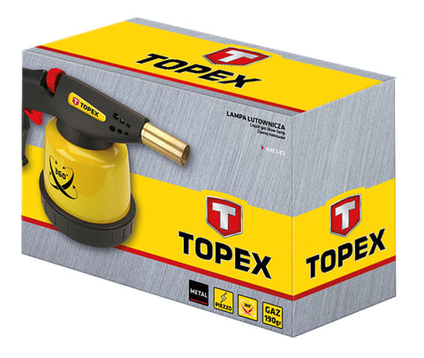 TOPEX 44E143 Gázforrasztó, perzselő, gázégő 190g palackhoz, PIEZO, 360°