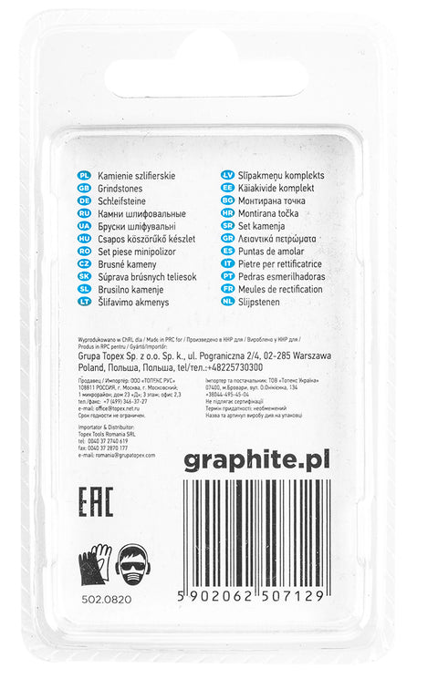 GRAPHITE 55H055 Csapos csiszolókő 8x12mm, kúp, szár 3.2mm, 3db