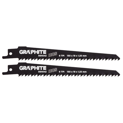 GRAPHITE 56H042 Orrfűrészlap, HCS, 150x19x1.25mm, 6TPI, 2db