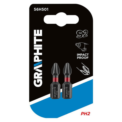 GRAPHITE 56H501 Torziós ütvecsavarozó bit PH2x25mm, 2db