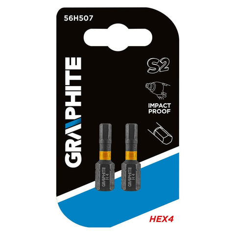 GRAPHITE 56H507 Torziós ütvecsavarozó bit, hatlapú, 4x25mm, 2db