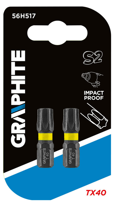 GRAPHITE 56H517 Torziós ütvecsavarozó bit TX40x25mm, 2db