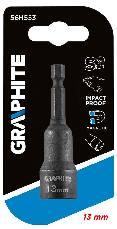 GRAPHITE 56H553 Csavarbehajtó ütvecsavarozókhoz, hatlapú, mágneses, 13mm