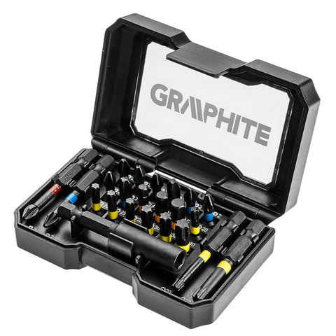 GRAPHITE 56H612 Csavarhúzó bitkészlet, 23db., bitek 25mm - 18db, bitek 50mm - 4db., mágneses bittartó - 1db