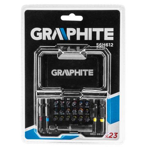 GRAPHITE 56H612 Csavarhúzó bitkészlet, 23db., bitek 25mm - 18db, bitek 50mm - 4db., mágneses bittartó - 1db