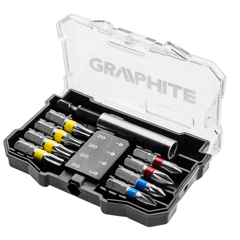 GRAPHITE 56H614 Csavarhúzó bitkészlet, 10 részes, bitek 25mm - 8db, mágneses bittartó 1db., univerzális doboz 1db