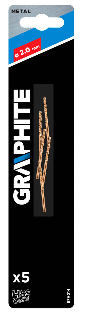 GRAPHITE 57H014 Csigafúró HSS-COBALT 5% 2.0mm, 5db