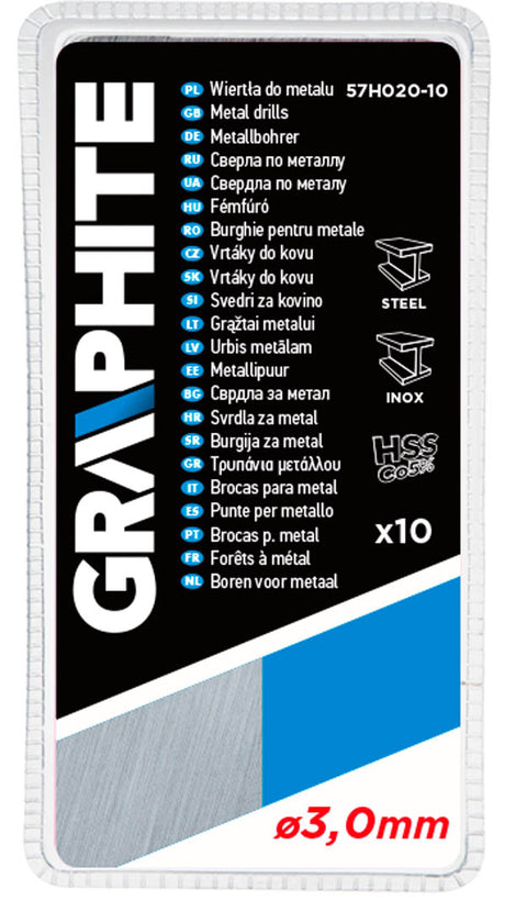 GRAPHITE 57H020-10 Csigafúró HSS-COBALT 5% 3.0mm, 10db
