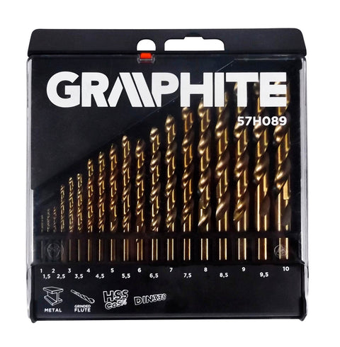 GRAPHITE 57H089 Csigafúró készlet HSS-Cobalt, 1.0 - 10.0mm, 19db
