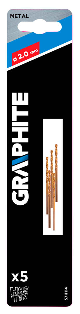GRAPHITE 57H114 Csigafúró HSS TITÁN bevonattal 2.0mm, 5db