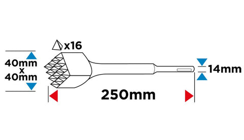 GRAPHITE 57H573 Stokkolófej, véső, SDS PLUS 40x40mm, 16 stokkoló fej