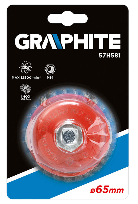GRAPHITE 57H581 DRÓTKORONG, FAZÉKKEFE SODROTT 65MM M14