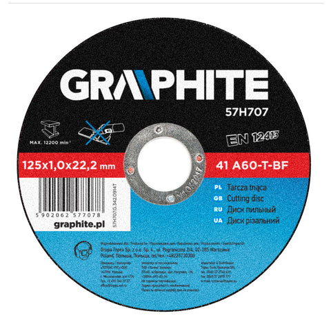 GRAPHITE 57H707 Vágókorong fémhez 125x1.0x22mm, 41 A60-T-BF