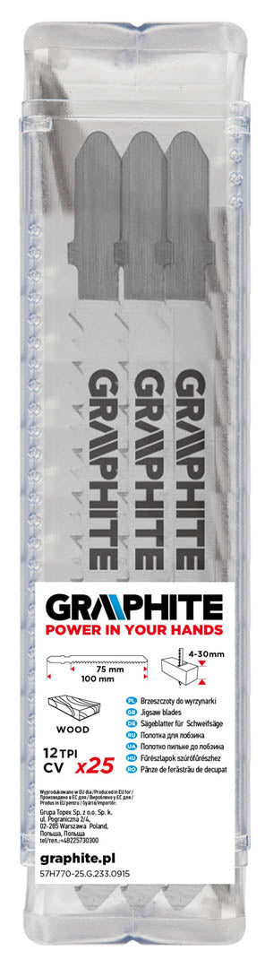GRAPHITE 57H770-25 Dekopírfűrészlap 75x100 12TPI Bosch, 25db