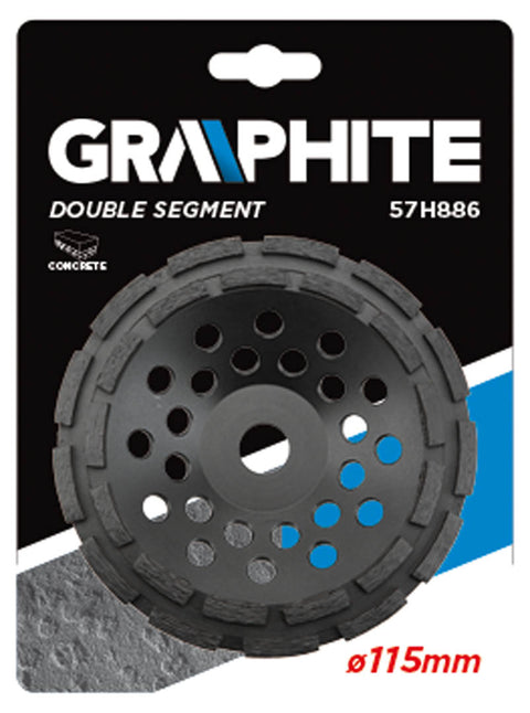 GRAPHITE 57H886 Gyémánt csiszolókorong 115x5x22,2mm dupla szegmenses