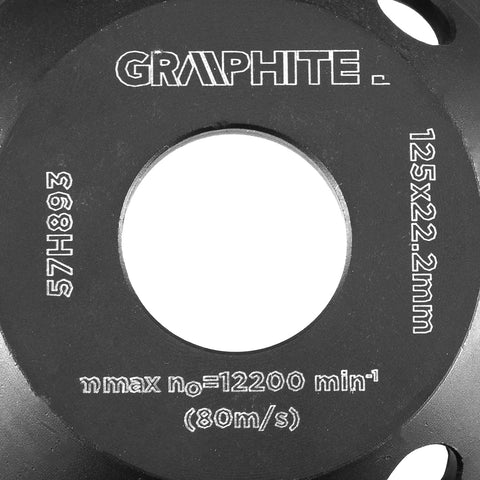GRAPHITE 57H893 Gyémántcsiszoló korong 125 x 22.2 x 5mm, L szegmenses